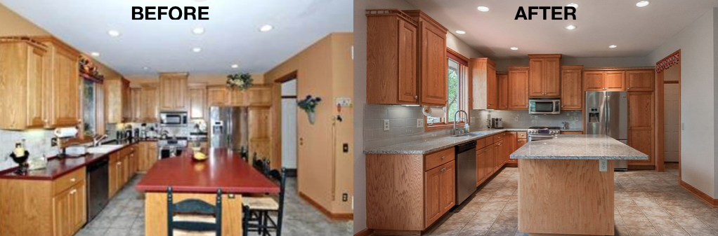 Look at the difference new counters, backsplash and paint can make.
