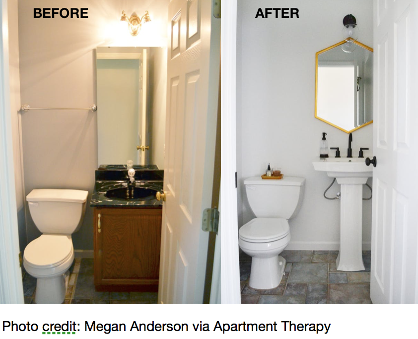 A bathroom before and after minor updates